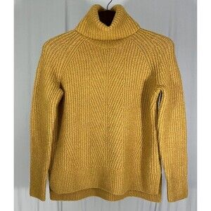 Madewell Womens Ribbed Knit Sweater Pullover Turtleneck XS Mustard Yellow Fall